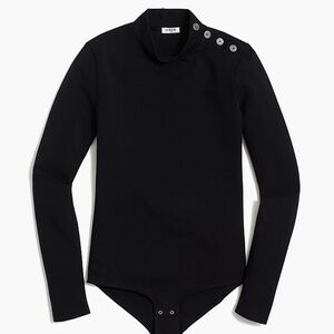 Mockneck bodysuit with button shoulde